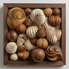 diferent object pattern 3D in wood