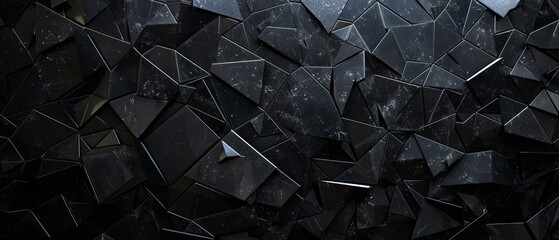 An abstract mosaic of black, varying in intensity, arranged geometrically, conveying an aura of mystery and elegance.