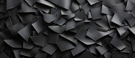 Array of black, geometric cutouts, artfully arranged to create a sense of rhythmic movement.