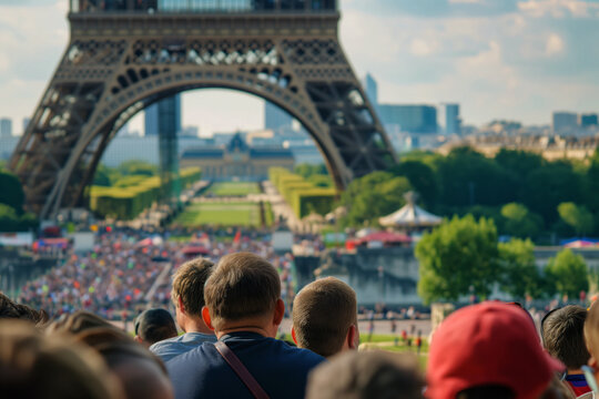 AI Generated Image Spectators in Paris city watching International sport event
