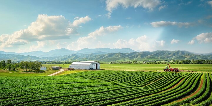 Vibrant Farming Concept with Beautiful Rural Scene. Food cultivation landscape.