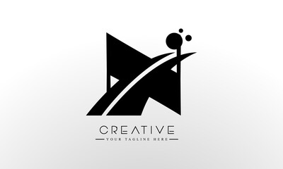 Letter N Logo Design Vector with Curved Swoosh Lines and Creative Look