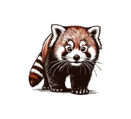 Red Panda hand drawn vector illustration graphic