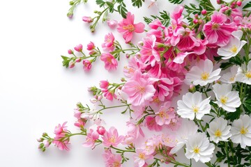  spring flowers isolated on white background