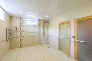 interior apartment room bathroom, sink, decorative elements, toilet. WC, sanitary unit, wash room
