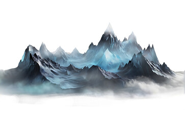 shimmering misty mountains frozen in an abstract futuristic 3d isolated on a transparent background