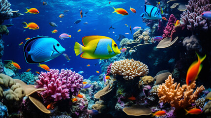 Fototapeta na wymiar Colorful reef fishes.