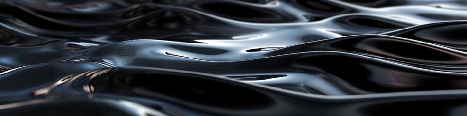 Dark, lustrous obsidian wall in 3D, with a reflective surface and edged contours, hinting at unseen mysteries within.