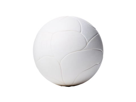 a white ball with a gold stitching