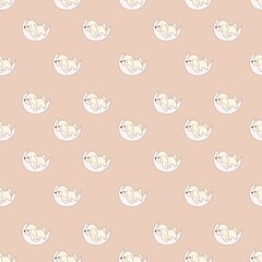 seamless pattern with cute rabbits in the moon