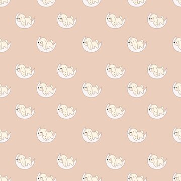 seamless pattern with cute rabbits in the moon