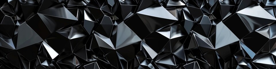 Glossy black wall featuring a polygonal pattern with hard, direct lighting.