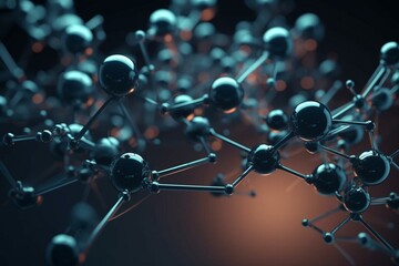 3D-rendered background with abstract molecules. Generative AI