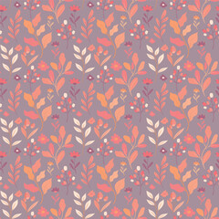 Peach fuzz romantic floral seamless pattern. Cute botanical elegant small flowers pattern