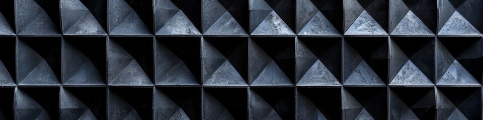 Industrial-style wall with a 3D black lattice, offering a unique textured look.