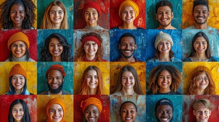 A collage of many different people. People of different nationalities and races - obrazy, fototapety, plakaty