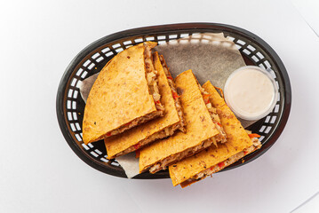 Philly Cheesesteak Quesadilla  with sauce