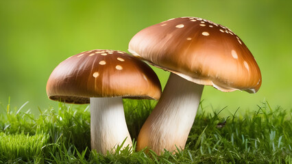 porcini mushroom on a grass land isolated background