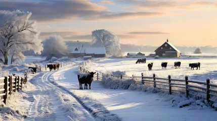Fotobehang dairy cows snow © PikePicture