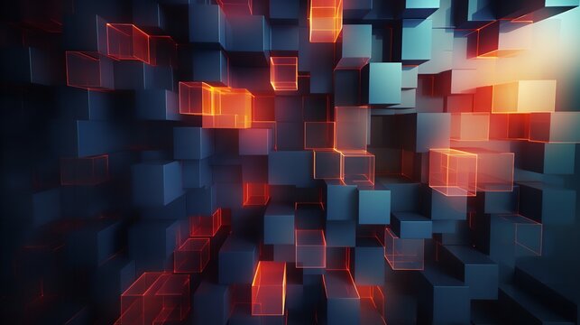Vibrant hues dance across the screen as a mesmerizing display of illuminated cubes captures the essence of abstract art