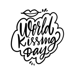 World Kissing Day black color lettering phrase.