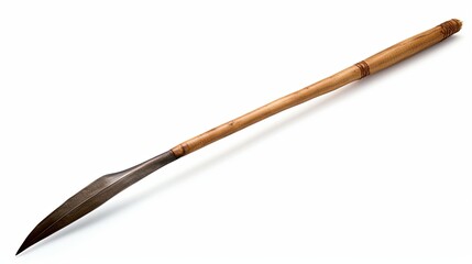 Wooden Handle With Metal Tip on White Background