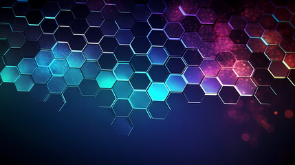 Digital technology hexagon cyber security concept, blue technology background