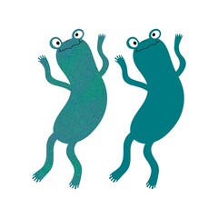 Cartoon animals set frogs pattern for wrapping paper and fabrics and kids clothes print and summer