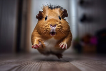 Guinea Pig Mid-Jump in Dynamic Home Setting