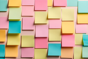 empty mockup colorful sticky notes design post it for work memo reminders business planning. colorful notes background - obrazy, fototapety, plakaty