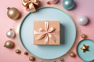 empty mockup embrace new year with elegance top view gift boxes with satin bows ornaments