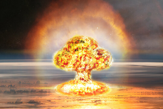 Nuclear explosion on planet Earth. Elements of this image furnished by Nasa.