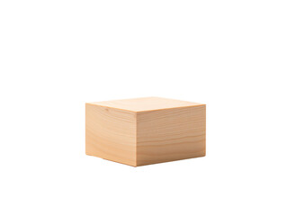 a wooden cube with a white background