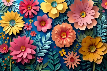 Foto op Plexiglas anti-reflex Colorful floral flower background illustration.  © Melvillian