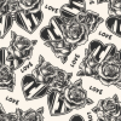 Valentines day seamless pattern monochrome