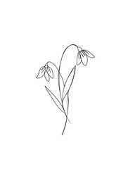 Obraz na płótnie Canvas line art drawing of flowers. minimalism sketch, idea for invitation, design of instagram stories and highlights icons