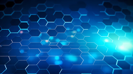 Digital technology hexagon cyber security concept, blue technology background