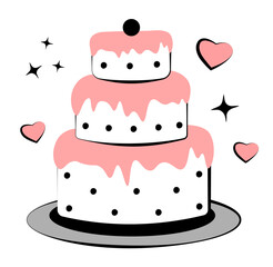 Cake on white background. Doodle