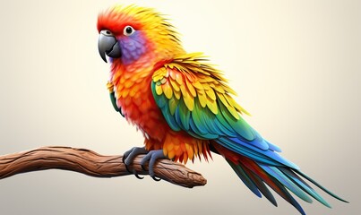 Obraz premium A colorful parrot sits on a branch.