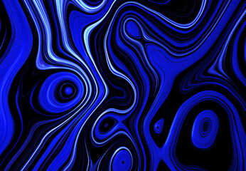 Blue white and black colours beautiful Abstraction of liquid paints in slow blending flow mixing together gently. High quality photo