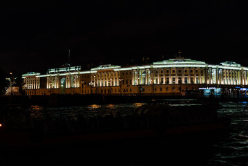 Building of the Senate and the Synod in St.Petersburg at night, Russia.