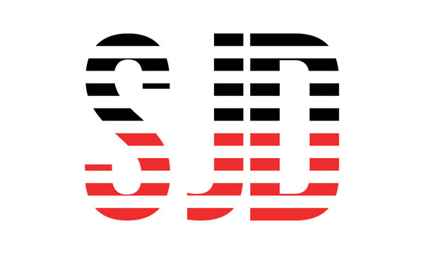 SJD three initial letter iconic line negative space minimal logo design vector template. monogram, abstract, wordmark, business, typography, minimalist, brand, company, flat, modern, unique, simple