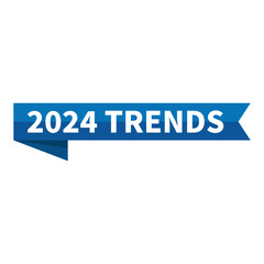 2024 trends text In Blue Ribbon Rectangle Shape For Information Announcement Viral Social Media Business Marketing Promotion
