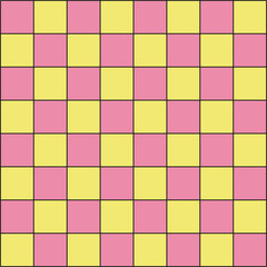 Groovy retro pink yellow colors checkerboard vector seamless pattern. Geometric abstract background.