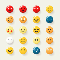Set of smiley icons on isolated background - ai generative