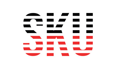 SKU three initial letter iconic line negative space minimal logo design vector template. monogram, abstract, wordmark, business, typography, minimalist, brand, company, flat, modern, unique, simple