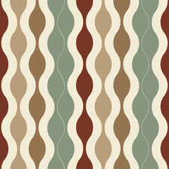 a seamless vector pattern with vertical wavy stripes in different colors on a cream white background