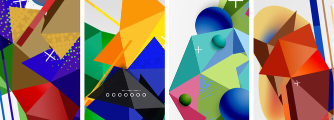 Geometric elements in abstract poster composition set. Vector illustration For Wallpaper, Banner, Background, Card, Book Illustration, landing page