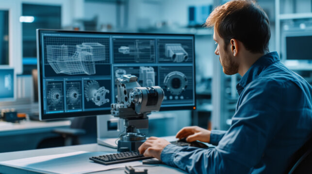 Engineer Designing Tooling and Fixtures for Machining with 3D Software