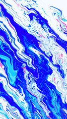 Bright liquid white blue background. Abstract liquid water wave. Glitch Art trippy digital screen. Backdrop. banner. Template. texture. Creative flyer. Metaverse. Winter ice. NFT card. Cold color.